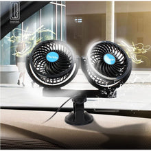 KEM Vehicle Cooling Fan Summer Cooling Air Circulator 3D Stereo Twin Plus Rotatable with Suction Cup & Cigarette Lighter Plug (12V)