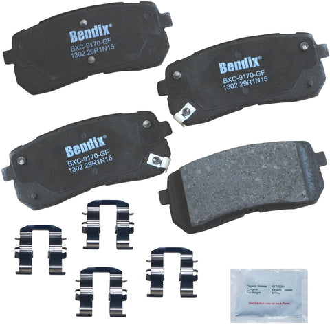 Bendix CFC1302 Premium Copper Free Ceramic Brake Pad (with Installation Hardware Rear)