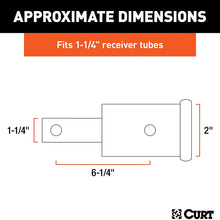 CURT 45785 Trailer Hitch Receiver Adapter, 1-1/4 to 2-Inch, 6-1/4-In Extension, 350 lbs