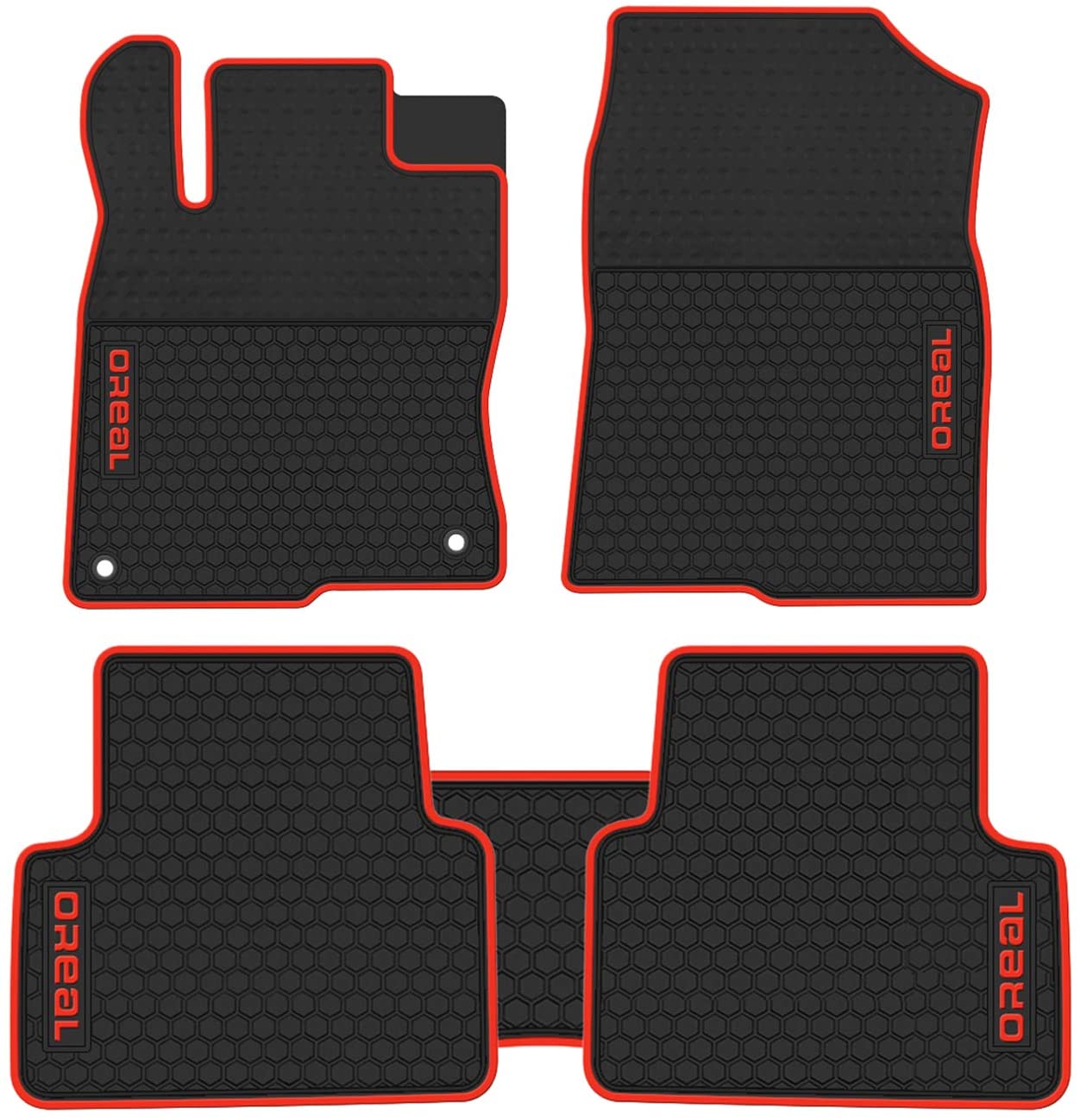 biosp Car Floor Mats for Honda Civic 10th 2016 2017 2018 2019 Front And Rear Seat Heavy Duty Rubber Liner Black Red Vehicle Carpet Custom Fit- All Weather Guard Odorless