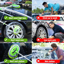 2 in 1 Chenille Microfiber Car Wash Brush Mop Mitt with 45" Aluminum Alloy Long Handle, Car Cleaning Kit Brush Duster, Not Hurt Paint Scratch Free Cleaning Tool Dust Collector Supply for Washing Truck