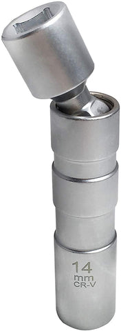 AutoXscan 14mm Thin Wall Magnetic Swivel 3/8 inch Drive 12 Point Spark Plug Wobble Socket Removal Tool Fits BMW
