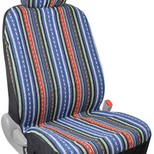 Saddle Blanket Car Seat Covers - Full Set 9pc Front & Rear Protection for Vehicle Van SUV Car - Auto Striped Heavy Duty Woven Material (Tribal Woven Blue)