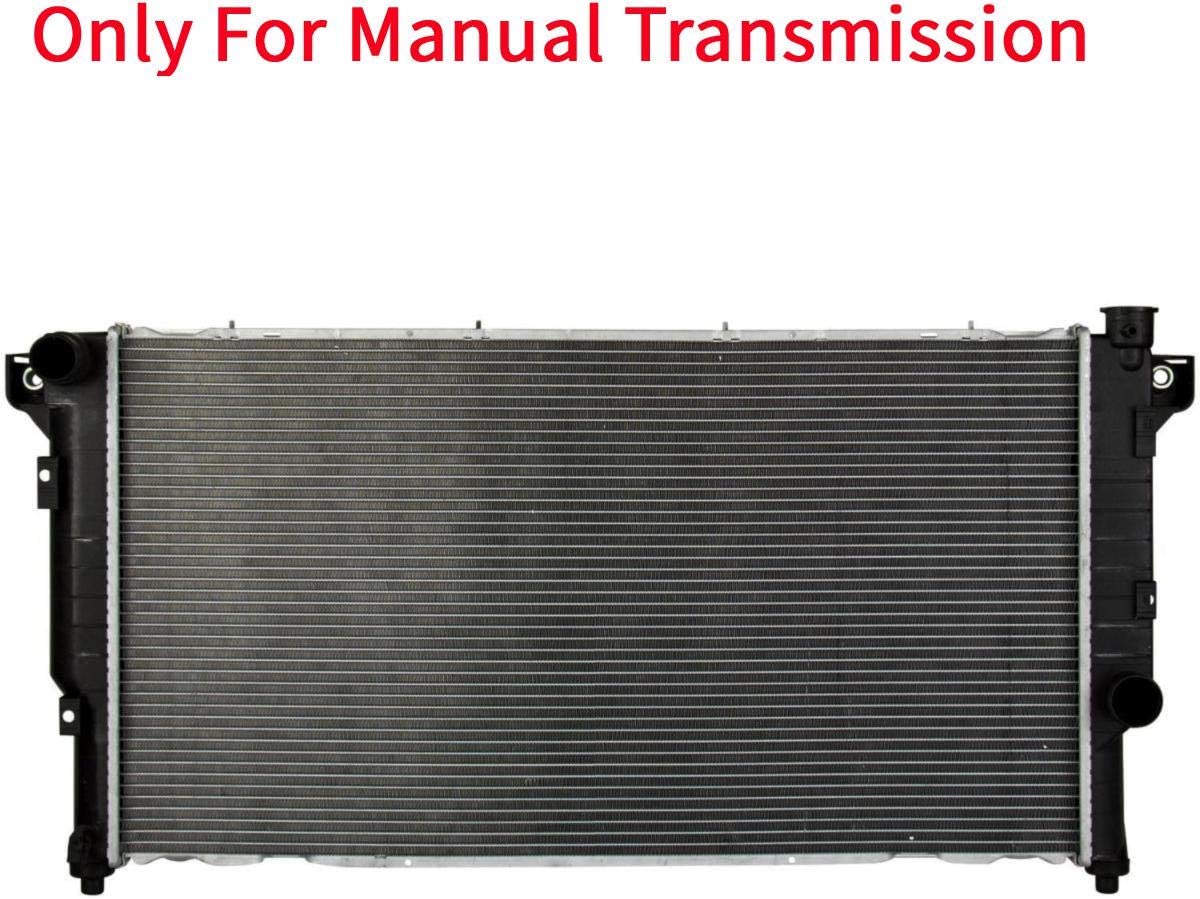 ASL CU1553 2 Row 56mm Core Complete MT Radiator Manual Transmission Assembly without Oil Cooler for 1994-2002 Ram 2500 3500 5.9L L6