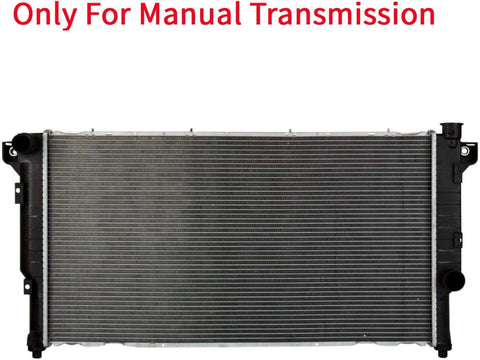 ASL CU1553 2 Row 56mm Core Complete MT Radiator Manual Transmission Assembly without Oil Cooler for 1994-2002 Ram 2500 3500 5.9L L6
