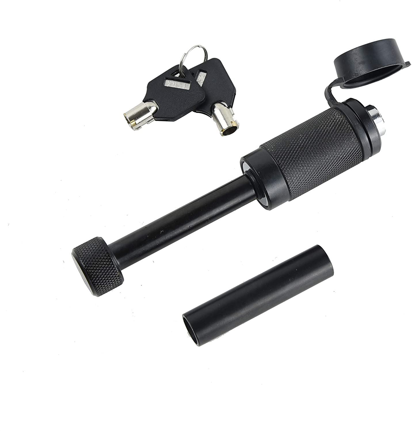 TOPTOW 63517 Trailer Hitch Receiver Lock, 1/2 in Pin Diameter with 5/8 in Sleeve, 2.75 in Length, Heavy Duty Black Locking Pin