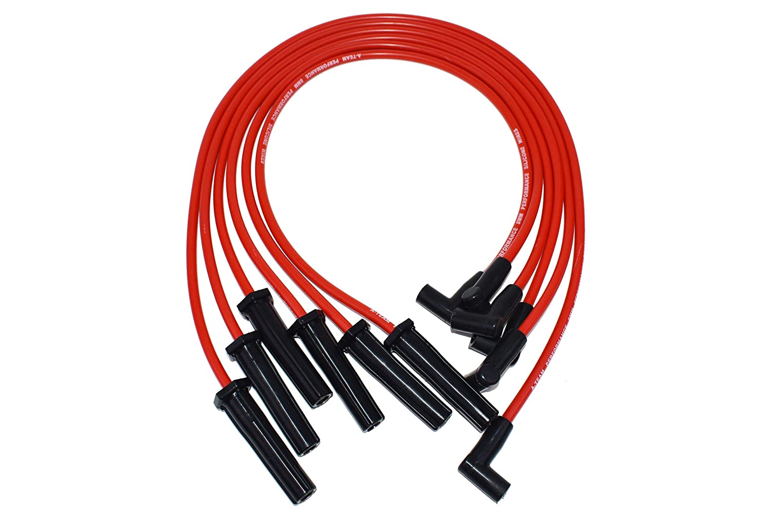 A-Team Performance 6 Cylinder 4.3L 262 Vortec 6, Silicone Double-layer Jacketing Compatible With GMC Chevy to Carb Swap 8.00 mm Red Silicone Spark Plug Wires