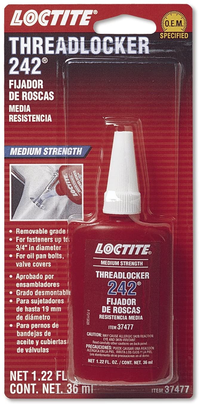 6/PACK LOCTITE THREADLOCKER 242-MED. STRENGTH BLUE-36ML BOTTLE
