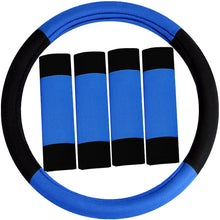 FH Group FH2033BLUE Steering Wheel Cover (Modernistic and Seat Belt Pads Combo Set Blue)
