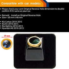 HD 1280x720p Rear Reversing Backup Camera Rearview License Plate Camera Night Vision Ip69k Waterproof for Kia Certao/Optima/K5 Hyundai i40 Sedan (Reverse Hole Replacement Camera)