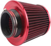 WTKSOY Universal Clamp-On Air Filter Washable Filter: Round Tapered; 3 in (76 mm) Flange ID; 5.91 in (150mm) Height; 6.1 in (155 mm) Base; 3.11 in (79 mm) Top,WTQ013-RED