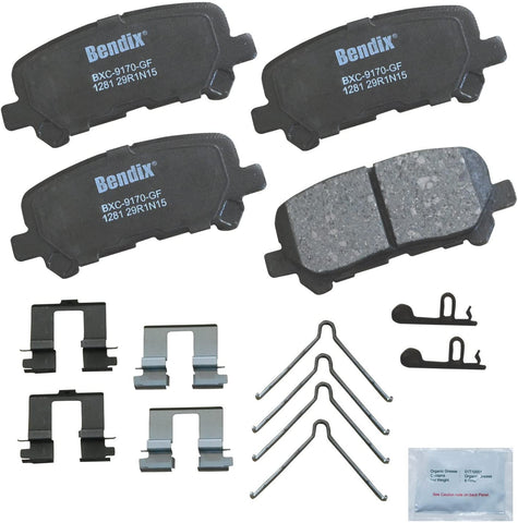 Bendix CFC1281 Premium Copper Free Ceramic Brake Pad (with Installation Hardware Rear)