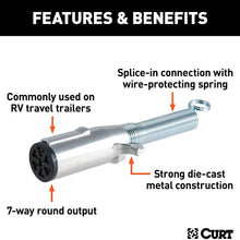 CURT 58180 Trailer-Side 7-Pin Round Wiring Harness Socket with Spring