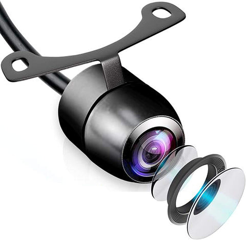Universal Mount Front Rear Camera - Marine Grade Waterproof Built-in Distance Scale Lines Backup Parking/Reverse Assist Cam w/ Night Vision LED Lights 420 TVL Resolution & RCA Output - Pyle PLCM38FRV,Black