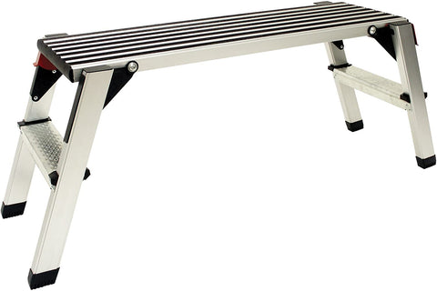 BIG RED T55044 Torin Folding Aluminum Step Ladder with Non Skid Rubber Surface: Portable Work Bench and Drywall Platform Stool