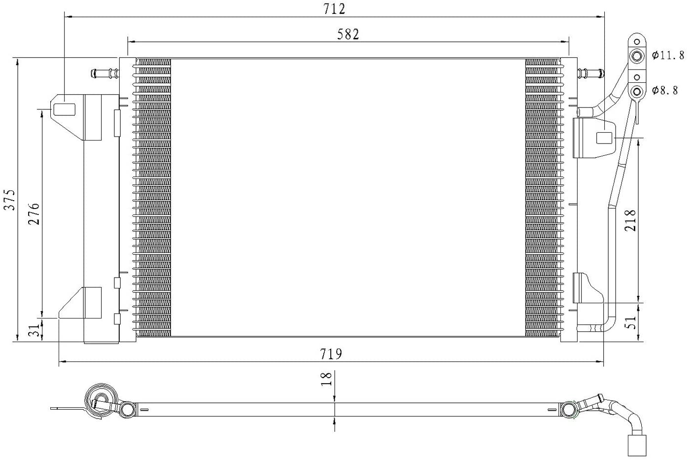 CPP A/C Condenser CNDDPI3390 for Ford Fusion, Lincoln MKZ, Zephyr, Mercury Milan