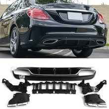 Fandixin W205 Diffuser, ABS Rear Bumper Lip Diffuser with Exhaust Tips for Mercedes Benz C Class W205 4-Door Sedan Sport Edition C43 AMG C450 AMG 4-Door Sedan Prefacelift 2014-2018
