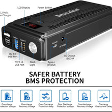 Imazing Portable Car Jump Starter - 2500A Peak 20000mAH (Up to 8L Gas or 8L Diesel Engine) 12V Auto Battery Booster Portable Power Pack with LCD Display Jumper Cables, QC 3.0 and LED Light