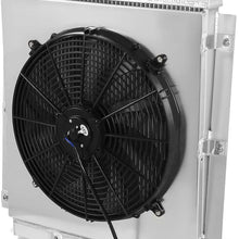 3-Row Aluminum Radiator + 12V Fan Shroud Replacement for Chevy Truck Suburban L6 47-54