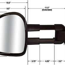 CIPA 80010 Extendable Replacement Manual Towing Mirror fits 1988-2000 CK Chevy/GMC Pickup - Right Hand Side