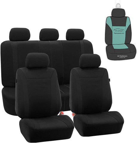 FH Group FB054102 Cosmopolitan Flat Cloth Pair Set Car Seat Covers, Airbag Compatible, Red/Black Color w. Gift -Fit Most Car, Truck, SUV, or Van