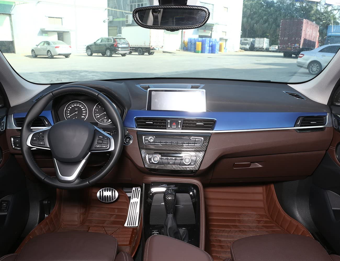 METYOUCAR Left Drive ABS Plastic Car Interior Center Console Protection Panel Cover Trim For BMW X1 F48 2016-2018 (blue)