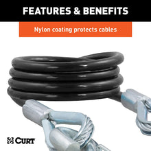 CURT 80136 43-7/8-Inch Vinyl-Coated Trailer Safety Cables, 3/8-In Snap Hooks, 3,500 lbs Break Strength, 2-Pack