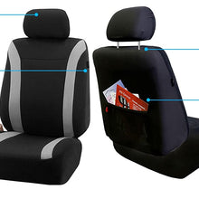 FH Group FH-FB054102 Cosmopolitan Flat Cloth Pair Set Seat Covers, (Airbag Compatible & Split Bench) W. FH2033 Steering Wheel Cover and Seat Belt Pads, Beige/Black-Fit Most Car, Truck, SUV, or Van