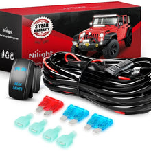 Nilight LED Light Bar Wiring Harness Kit REAR LIGHTS 12V 5Pin Rocker Switch Laser On off Waterproof Switch Power Relay Blade Fuse-2 Lead,2 Years Warranty