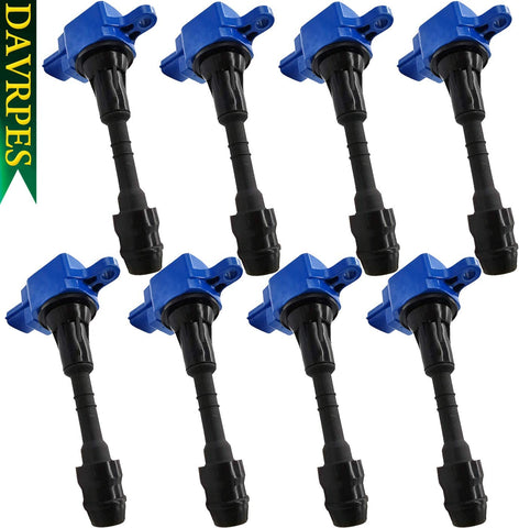DAVRPES 8Pcs UF510 Ignition Coils Packs For 2004-2006 Infiniti QX56 5.6L-V8, 2005-2006 Armada 5.6L-V8, 2004 Pathfinder, 2004-2007 Titan 5.6L-V8 Replace# C1483|22448-7S015|E1010|52-1802