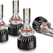 TURBO SII Extremely Bright 9005/HB3 High Beam 9006/HB4 Low Beam Combo LED Headlight Bulbs Conversion Kit, DOT Approved D6 Series CSP Chips Fog Light,12000LM 6000K Cool White (4Pack,2 sets,Black)