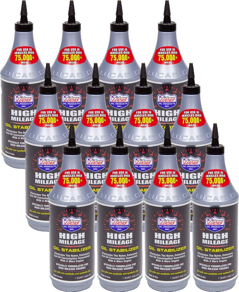 LUCAS Oil High Mileage Oil Stabilizer (1 Qt) - 12 Pack