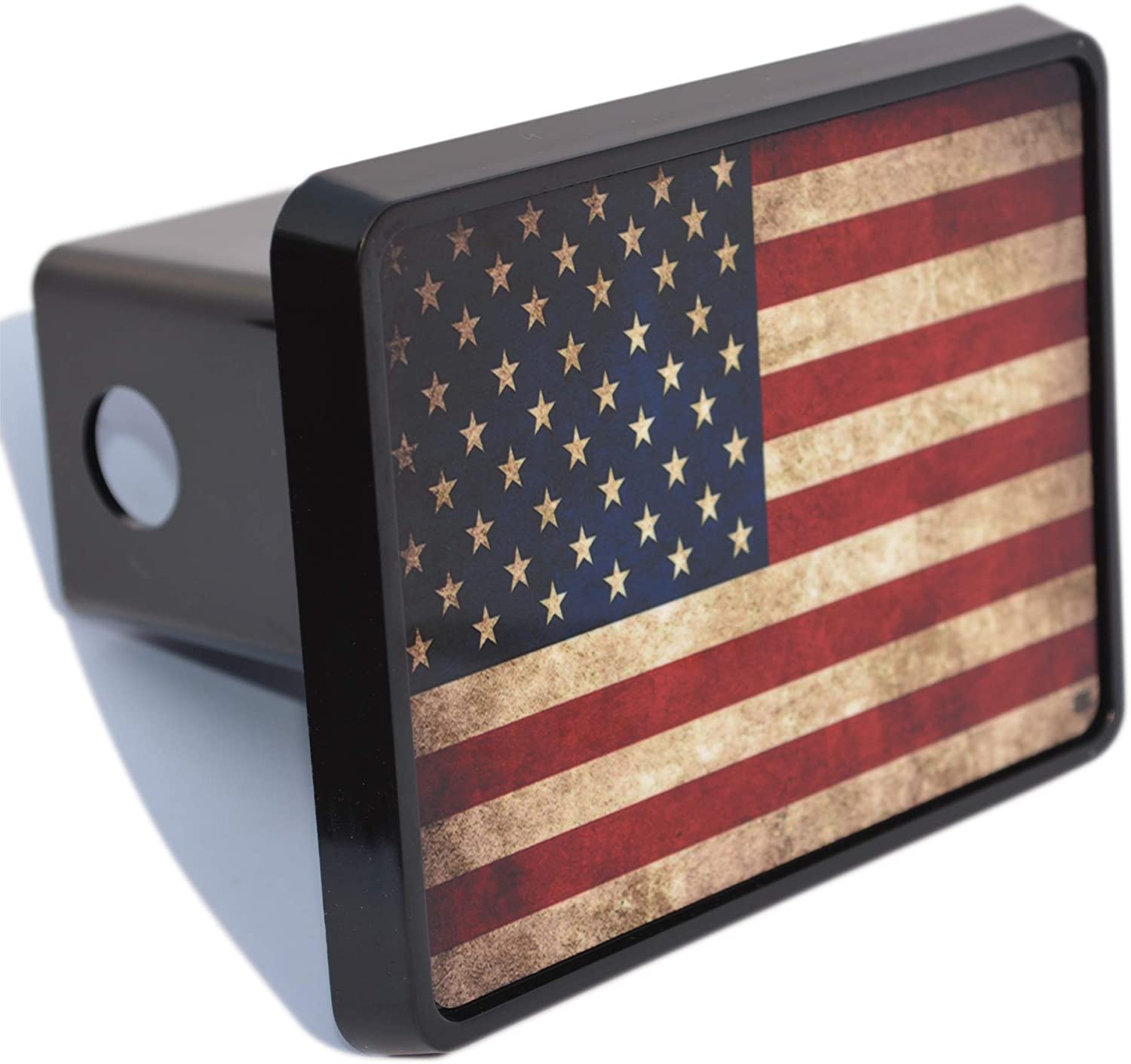 Rogue River Tactical USA American Flag Trailer Hitch Cover Plug US Patriotic Vintage Rustic Flag