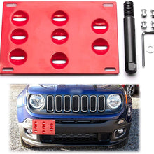 Xotic Tech for Jeep Renegade 2015+ Black Front Bumper Tow Hook License Plate - No Drill Mounting Bracket Adapter Kit