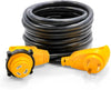 Camco 25' PowerGrip Heavy-Duty Extension Cord with 30M/30F- 90 Degree Locking Adapter | Allows for Easy RV Connection to Distant Power Outlets | Built to Last (55524)