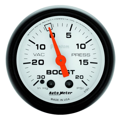Auto Meter 5701 Phantom Mechanical Boost/Vacuum Gauge , 2.3125 in.