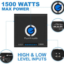 Planet Audio AC1500.1M Monoblock Car Amplifier - 1500 Watts Max Power, 2/4 Ohm Stable, Class A/B, Mosfet Power Supply, Remote Subwoofer Control