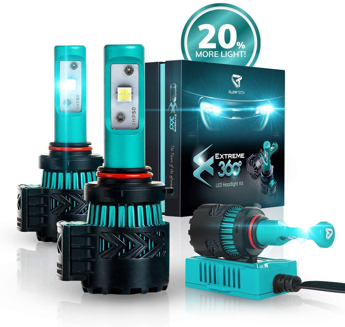 Glowteck LED Headlight Bulbs Conversion Kit - 9005 (HB3) Cree XHP50 Chip 12000 Lumens/Pair 68 Watt 6500 Kelvin