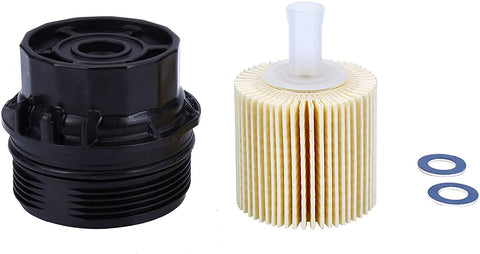 15620-37010 Car Oil Filter Cap Assembly, Including The Oil Filter and 2 oil drain gaskets, Replace 19185631, 917-039, ENP4118, Fits for Toyota Corolla Prius/Prius V Matrix Lexus CT200h,1.8L Engines