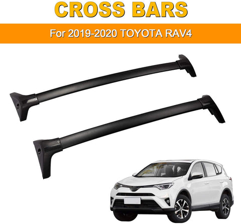 AUXMART Roof Rack Cross Bars Fit for 2019 2020 Toyota RAV4, Black Rooftop Luggage Rack Rail Replacement,Aluminum Cargo Carrier Bars with Locks for Carrying Bike Cargo Box Kayak