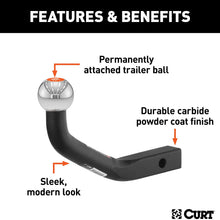 CURT 45572 Euro Trailer Hitch Mount with 2-Inch Ball, Fits 1-1/4-Inch Receiver, 3,500 lbs, 4-5/8-Inch Height