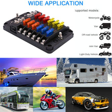 6-Way Fuse Box Blade Fuse Block Holder Screw Nut Terminal W/Negative Bus 5A 10A 15A 20A Free Fuses LED Indicator Waterpoof Cover for Automotive Car Marine Boat