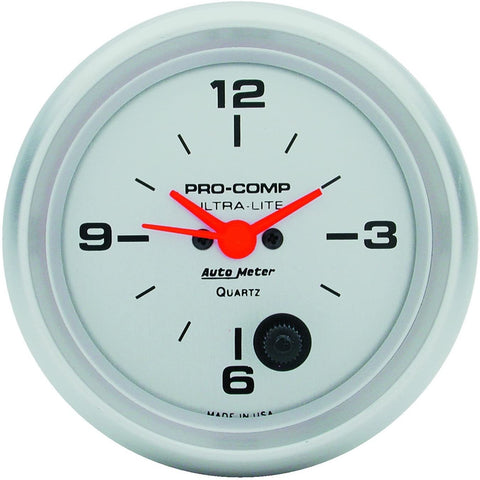 Auto Meter 4485 Ultra-Lite Clock,white,2.625 in.