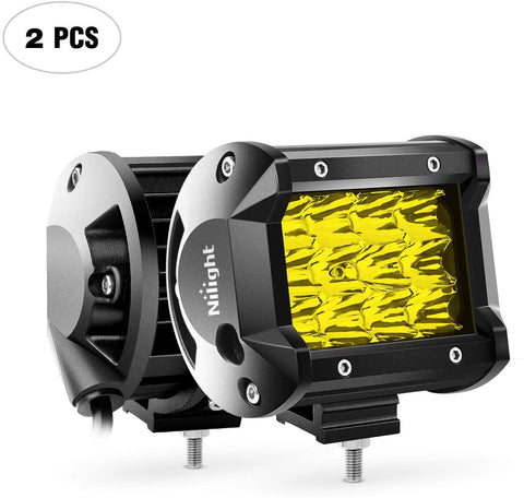 Nilight Amber 2PCS 4Inch 36W Triple Row Spot LED Light Bar 3600LM Driving Lights Fog Light Led Off Road Lights for Trucks Jeep UTV ATV Marine Boat,2 Years Warranty