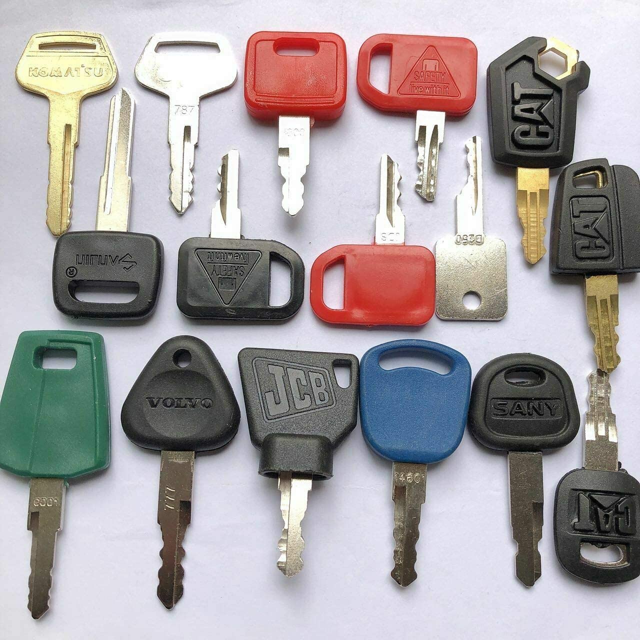16 key Construction Ignition/Heavy Equipment Key Set for CAT Komatsu volvo Deere JCB