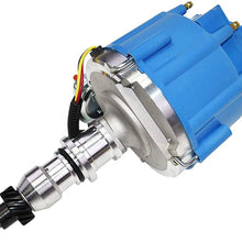 A-Team Performance HEI Complete Distributor Straight 6 Cylinder 240 and 300 65K Coil Compatible With Ford F100 F150 F250 E100 E150 One Wire Installation Blue Cap