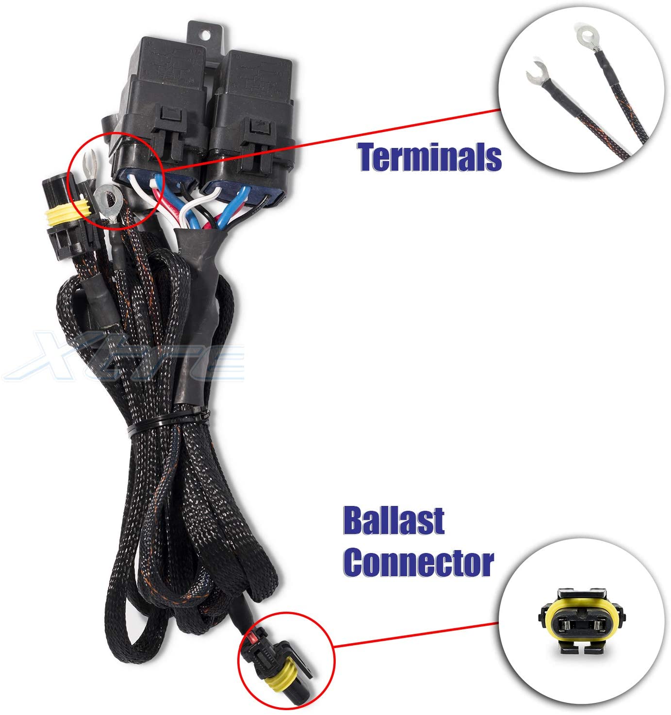Xtremevision Dual Independent Relay Harness Battery Controller HID Wiring Universal 12V 40 Amp 35W/55W