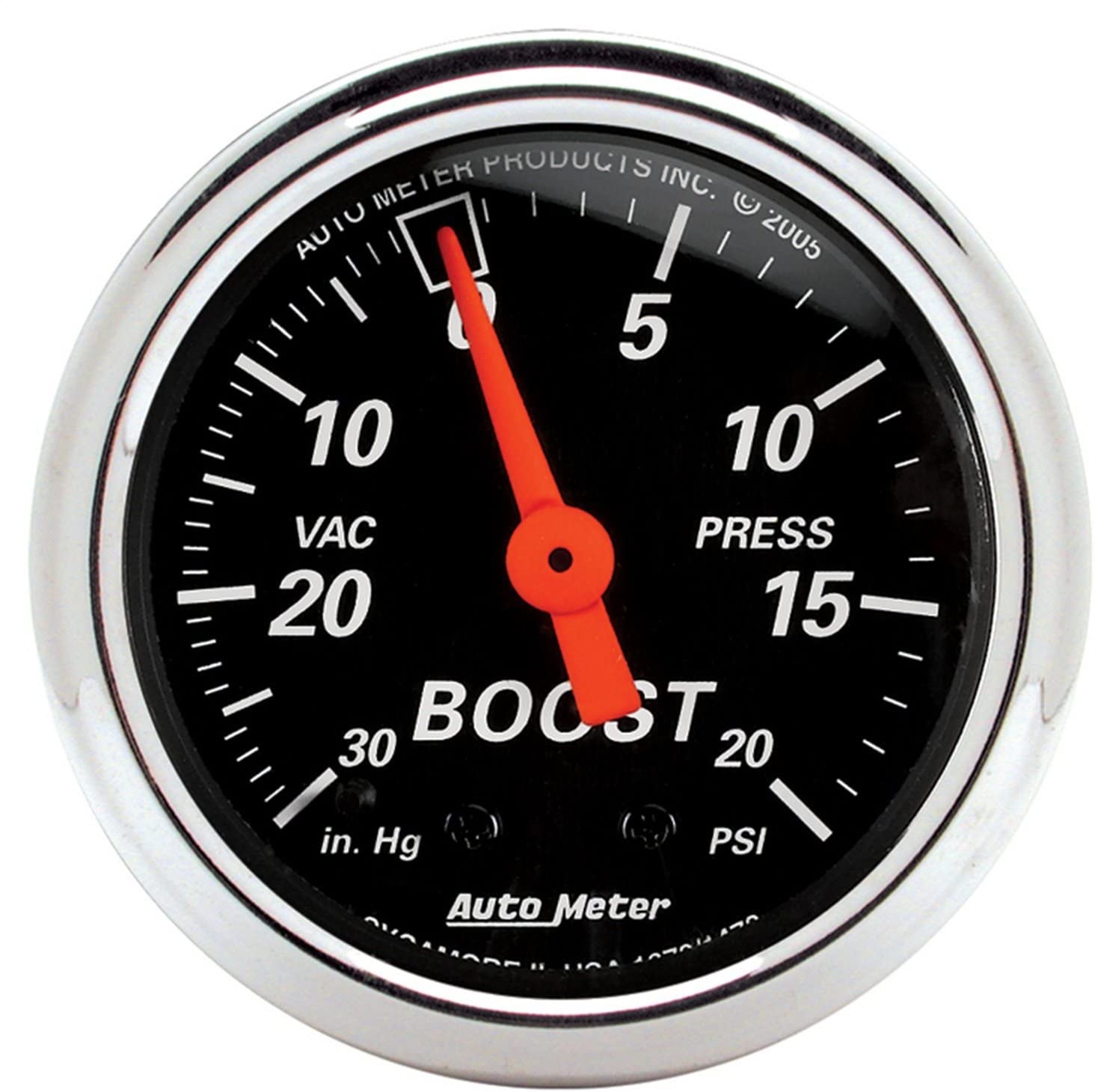 AUTO METER 1471 Designer Black Mechanical Boost/Vacuum Gauge Regular, 2.3125 in.