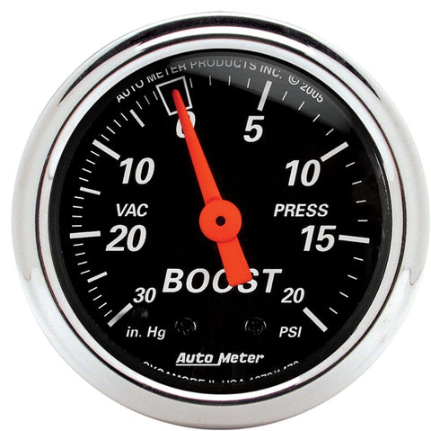 AUTO METER 1471 Designer Black Mechanical Boost/Vacuum Gauge Regular, 2.3125 in.