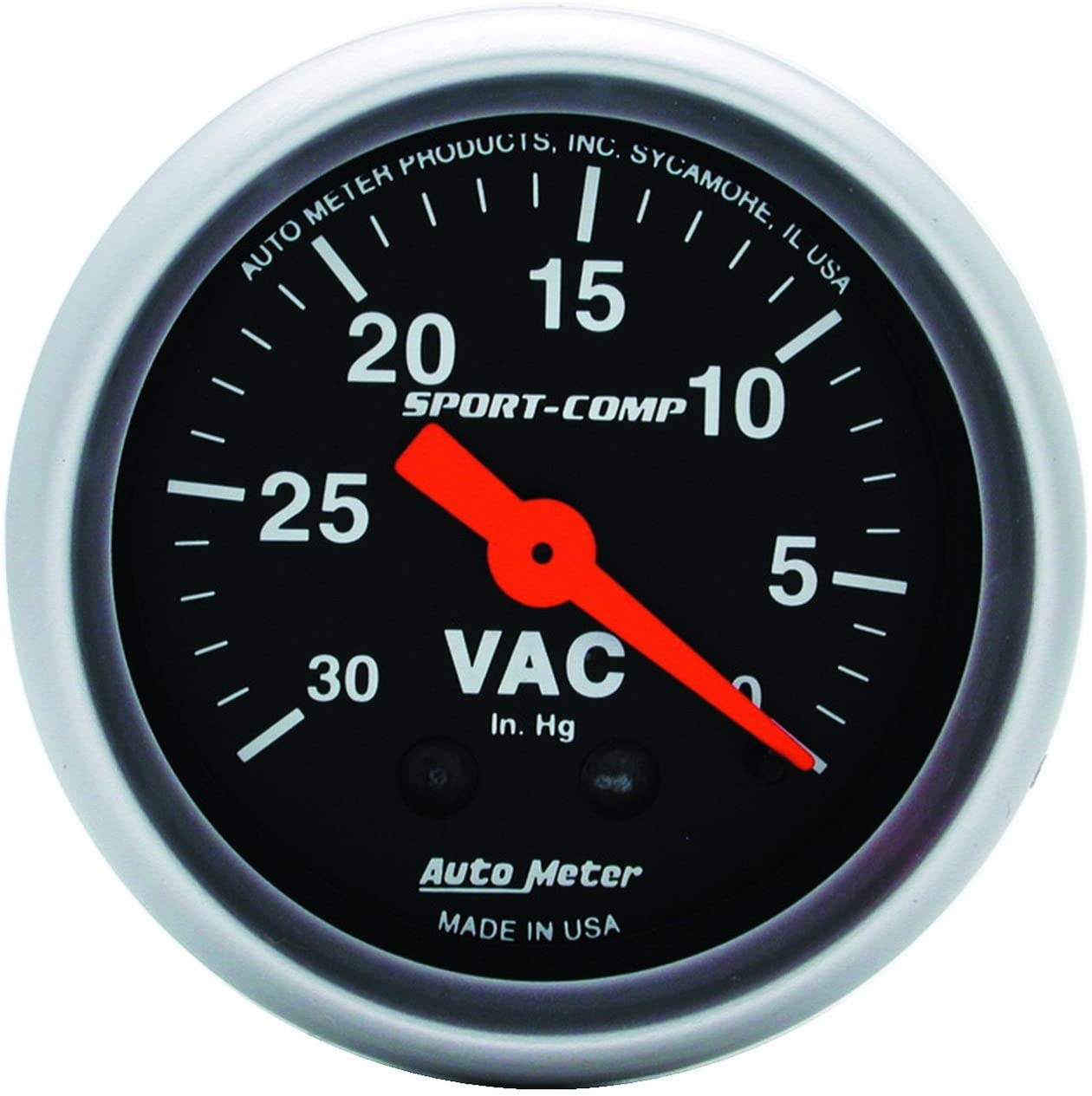 Auto Meter 3384 Sport-Comp Mechanical Vacuum Gauge, Regular, 2.3125 in.